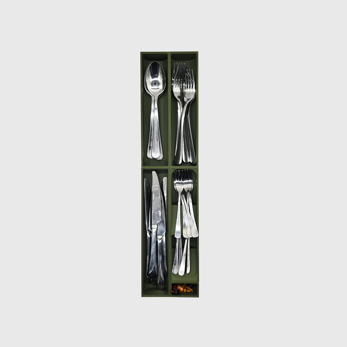 Narrow Core Cutlery Organiser - Standard - Olive Green - View 1