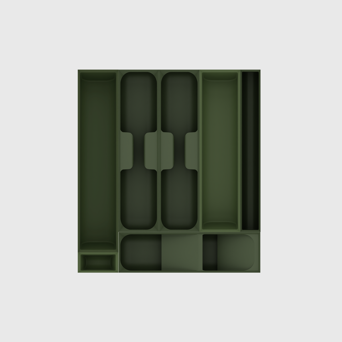 Olive Green seven-module cutlery organiser set without utensils