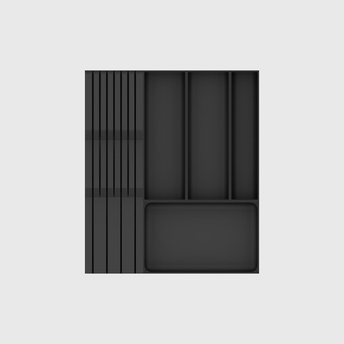 Charcoal Black five-module cutlery and chef knife drawer set, empty modules