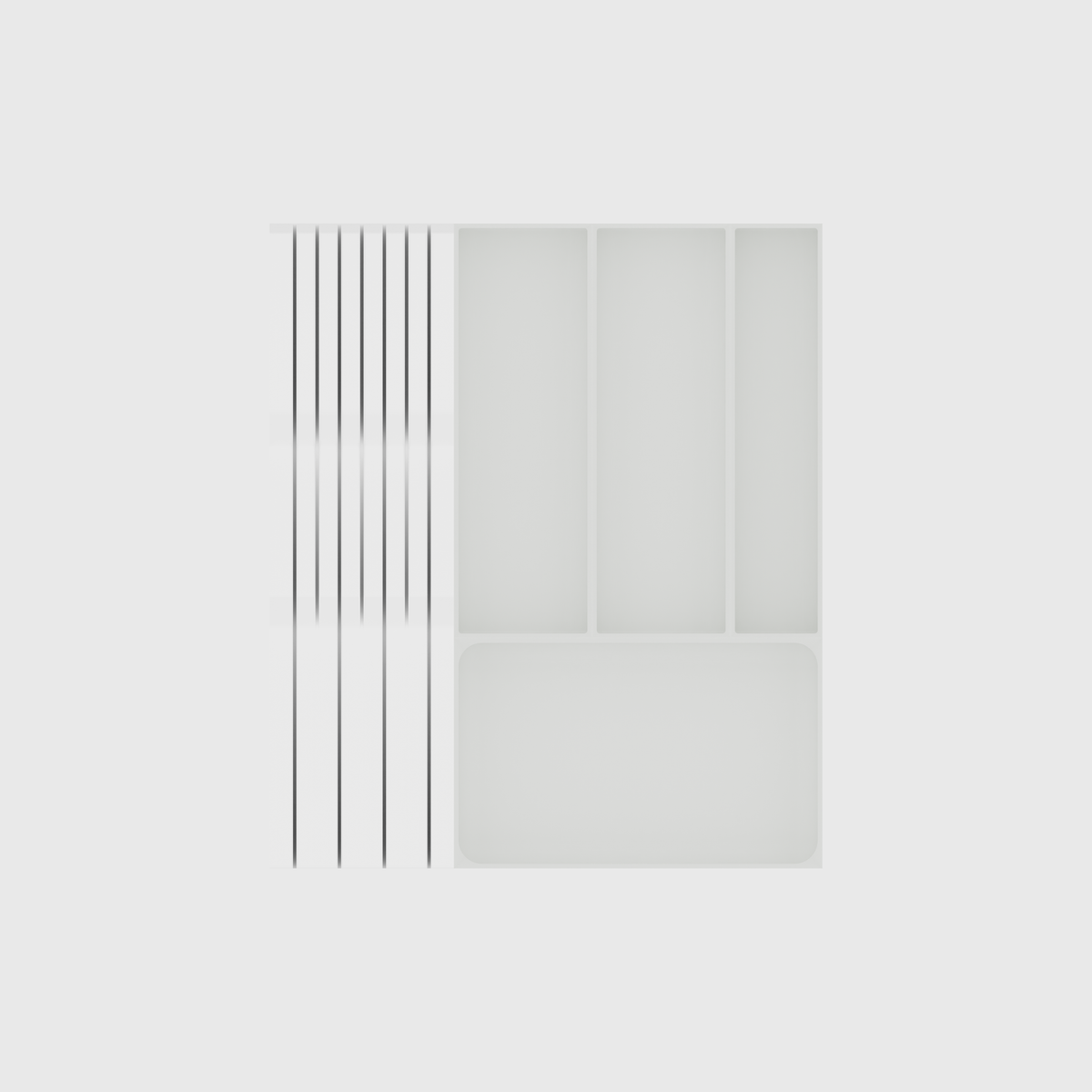 Cotton White five-module cutlery and chef knife drawer set, empty modules