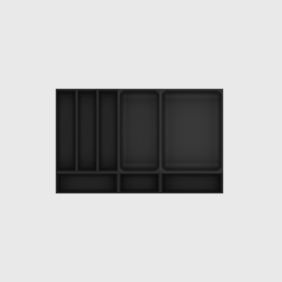 Cutlery & Kitchen Tools Drawer Organiser Set, 295 × 472 mm — Charcoal Black empty module layout