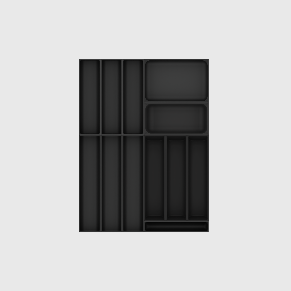 Cutlery & Utensil Drawer Organiser Set, 472 × 354 mm — Charcoal Black empty module layout