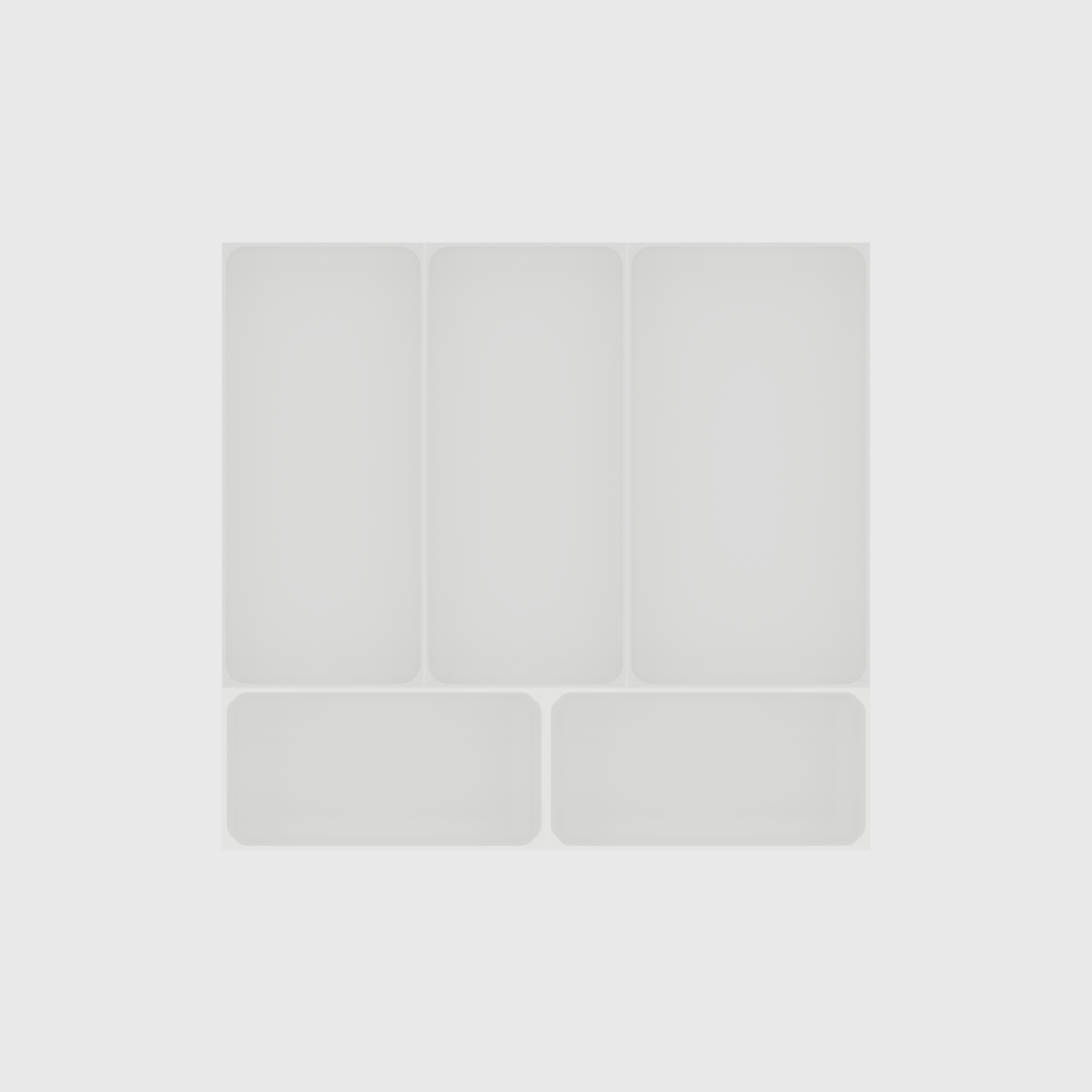 Essentialist Kitchen Tool Drawer Organiser Set – 442.5 × 472 mm — Cotton White empty module layout