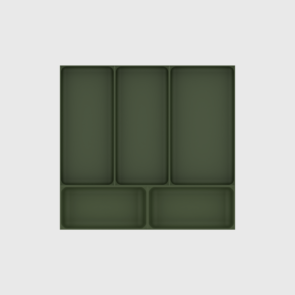 Essentialist Kitchen Tool Drawer Organiser Set – 442.5 × 472 mm — Olive Green empty module layout