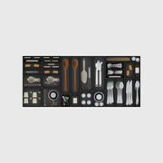 Extra-Wide Cutlery & Kitchen Tools in Charcoal Black, 1091.5 mm wide × 472 mm deep. Utensils shown are illustrative and not included.