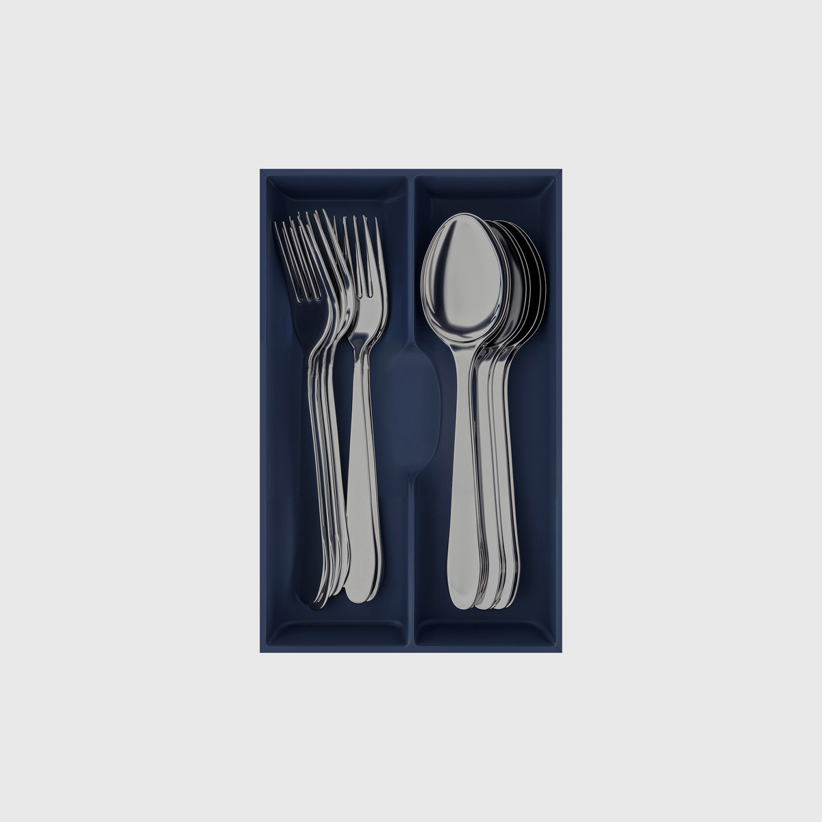 Fork & Spoon Organiser in Army Blue — 8×5 modular drawer organiser, food-safe PLA bioplastic