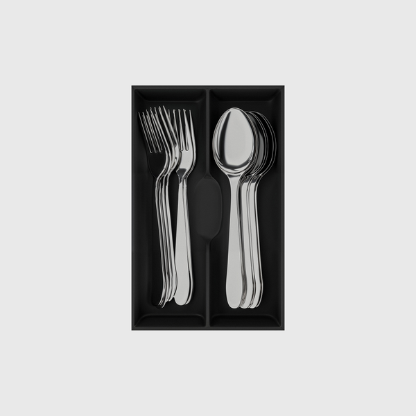 Fork and spoon drawer organiser module — 8×5 grid, 236×147.5mm, food-safe PLA bioplastic