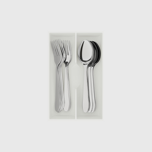 Fork & Spoon Organiser in Cotton White — 8×5 modular drawer organiser, food-safe PLA bioplastic