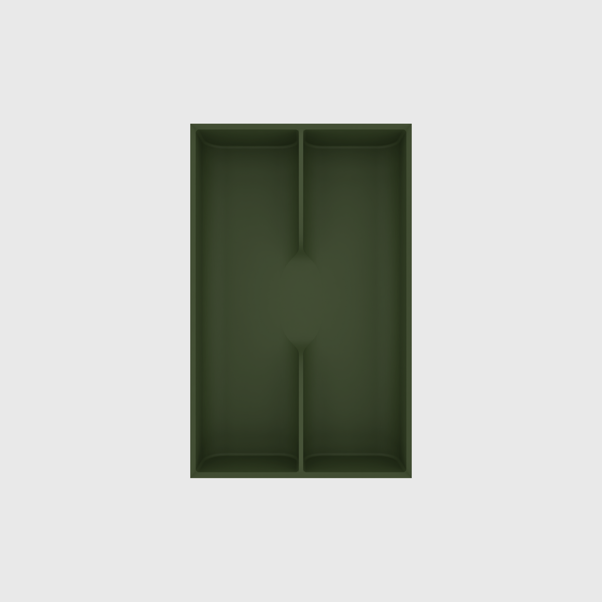 Fork & Spoon Organiser in Olive Green — 8×5 modular drawer organiser, food-safe PLA bioplastic, alternate angle