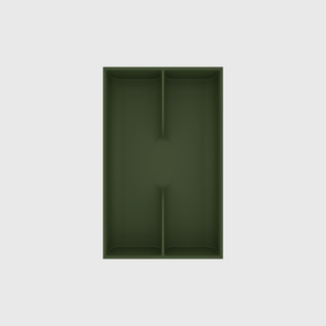 Fork & Spoon Organiser in Olive Green — 8×5 modular drawer organiser, food-safe PLA bioplastic, alternate angle