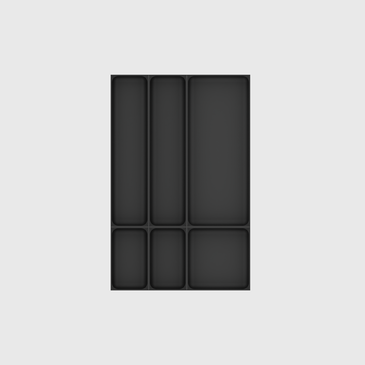 Kitchen Tool Drawer Organiser Set, 501.5 × 324.5 mm — Charcoal Black empty module layout