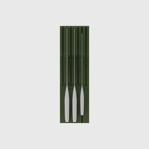 Compact Knife Block Organiser in Olive Green — 10×3 modular drawer organiser, PLA bioplastic