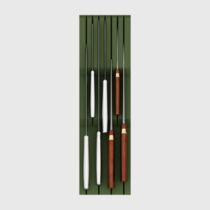 Knife Block Organiser in Olive Green — 14×4 modular drawer organiser, food-safe PLA bioplastic