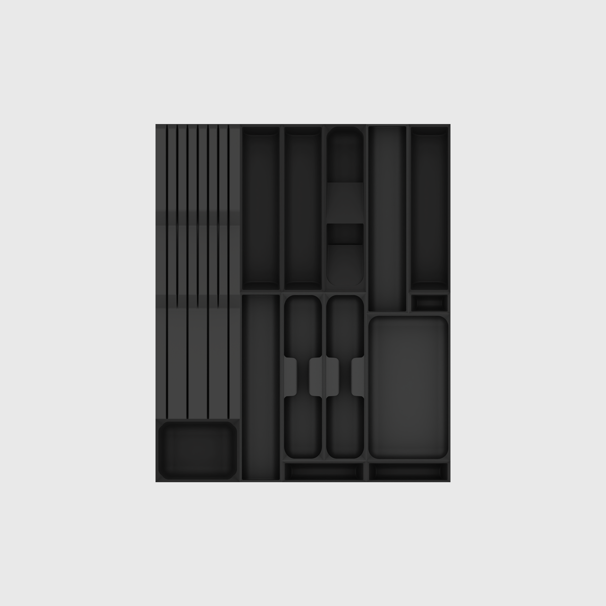 Ultimate Kitchen Essentials Organiser –  501.5x413mm in Charcoal Black — empty modular layout