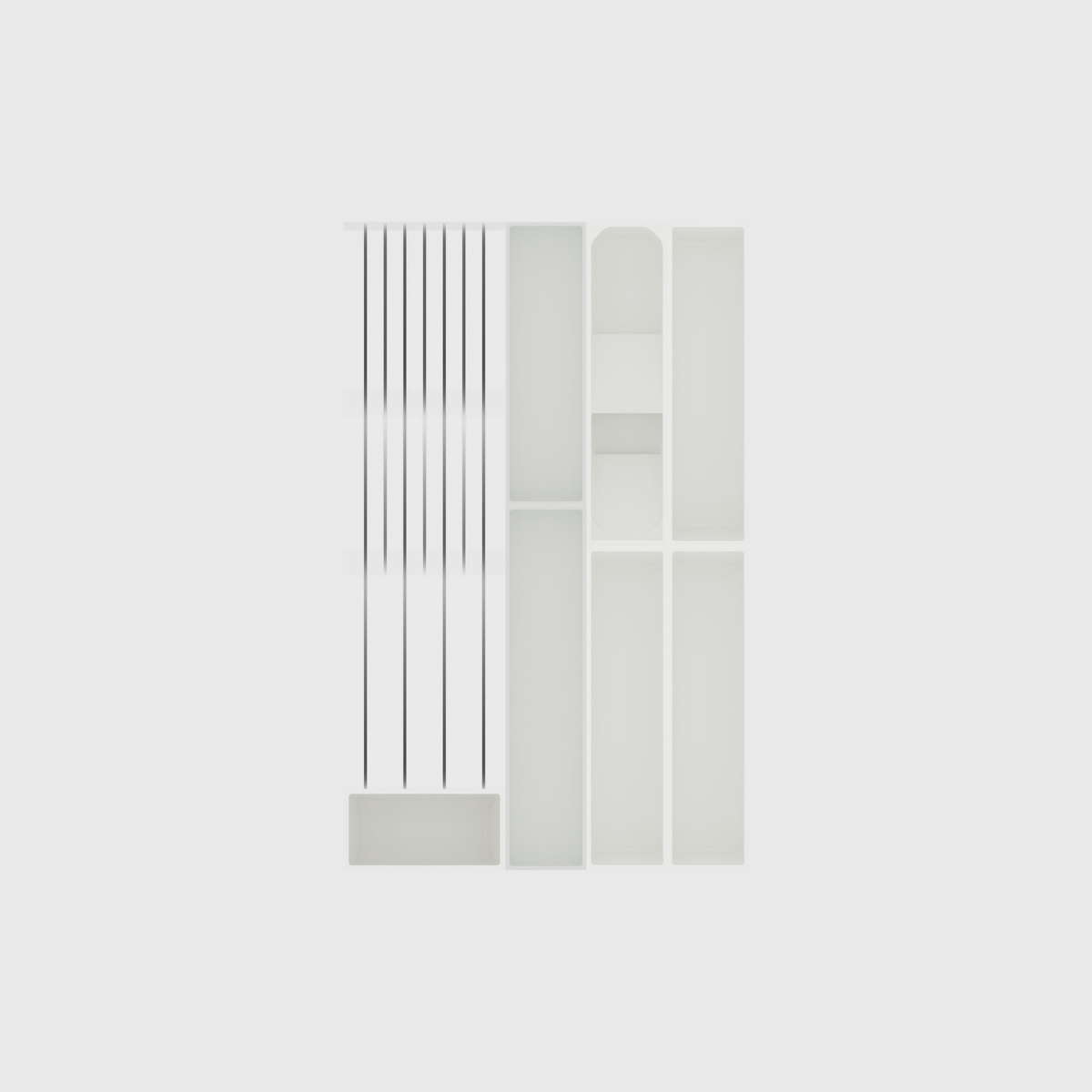 Slim Cutlery & Chef’s Knives Organiser –  472x295mm in Cotton White — empty modular layout