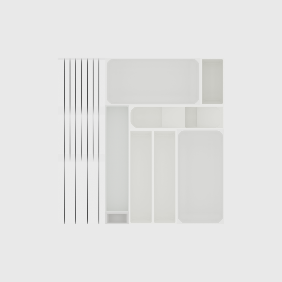 Primary Cutlery Drawer with Medium Kitchen Tool Storage in Cotton White — empty modular layout
