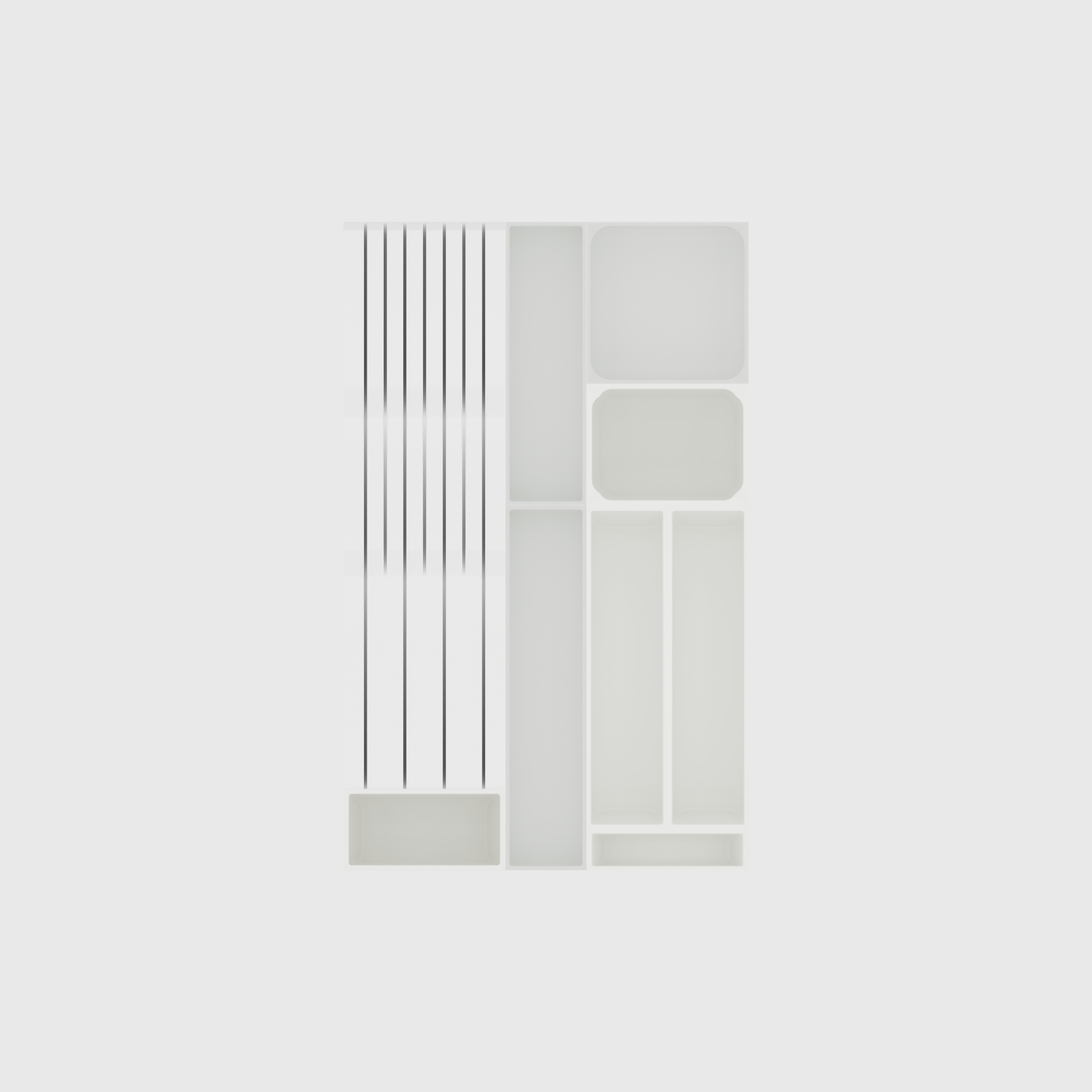 Slim Modular Cutlery & Knife Organiser – 472x295mm in Cotton White — empty modular layout