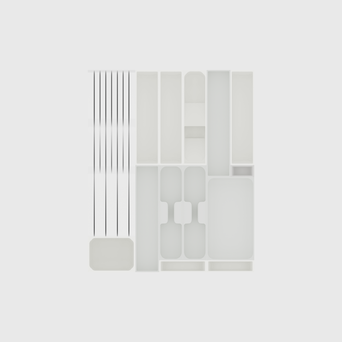 Ultimate Kitchen Essentials Organiser –  501.5x413mm in Cotton White — empty modular layout