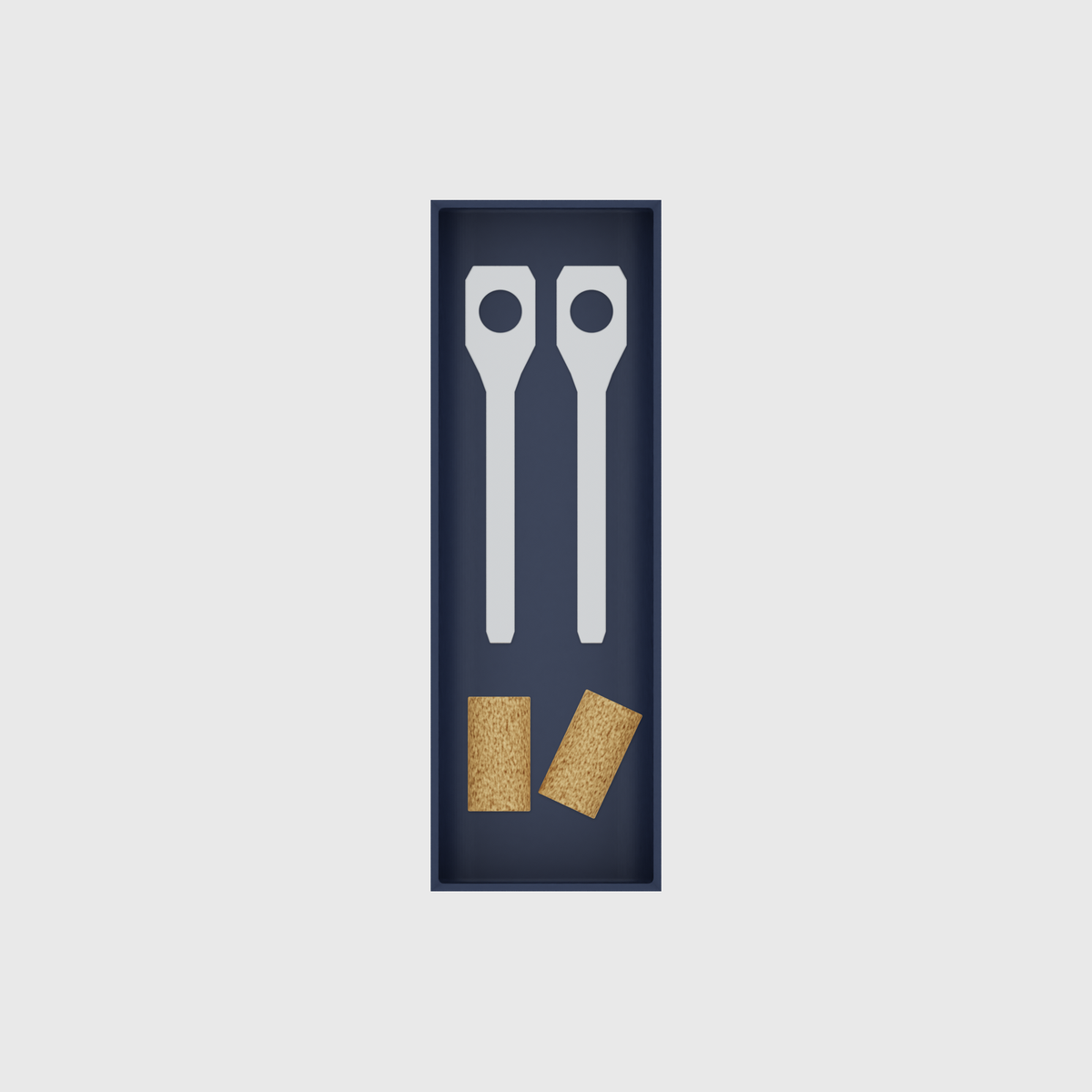 Army Blue 9×3 long cutlery organiser with two bottle openers and two illustrative wine corks, standard product view