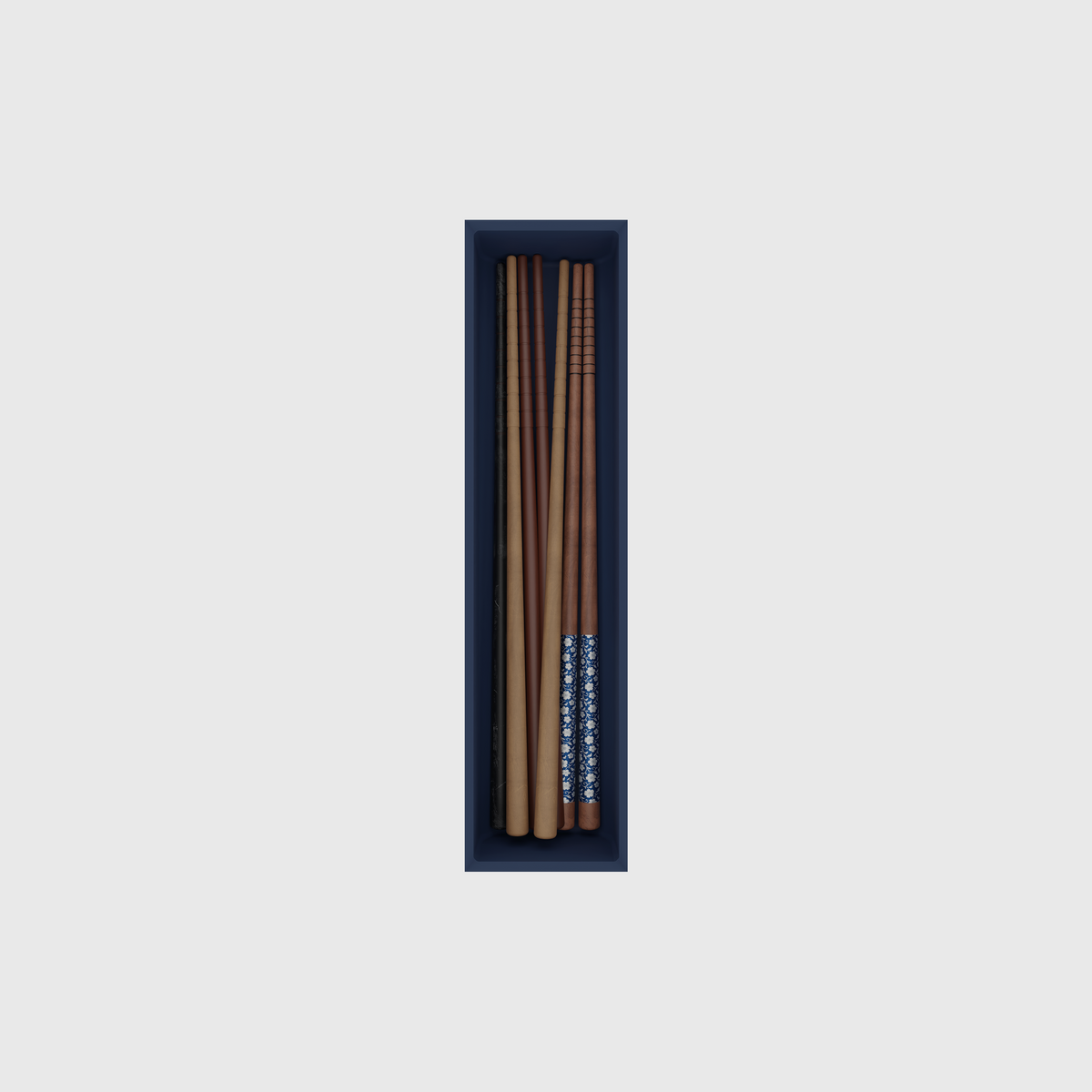 Chopstick & Straw Organiser in Army Blue — 8×2 modular drawer organiser, food-safe PLA bioplastic