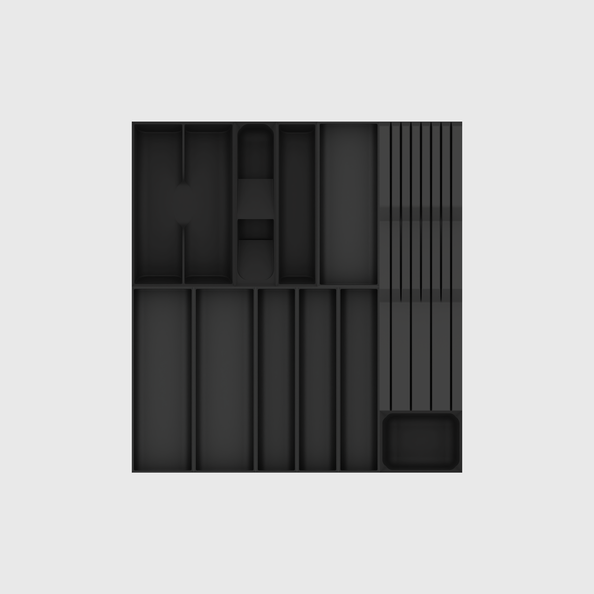 Empty Charcoal Black eleven-module drawer organiser