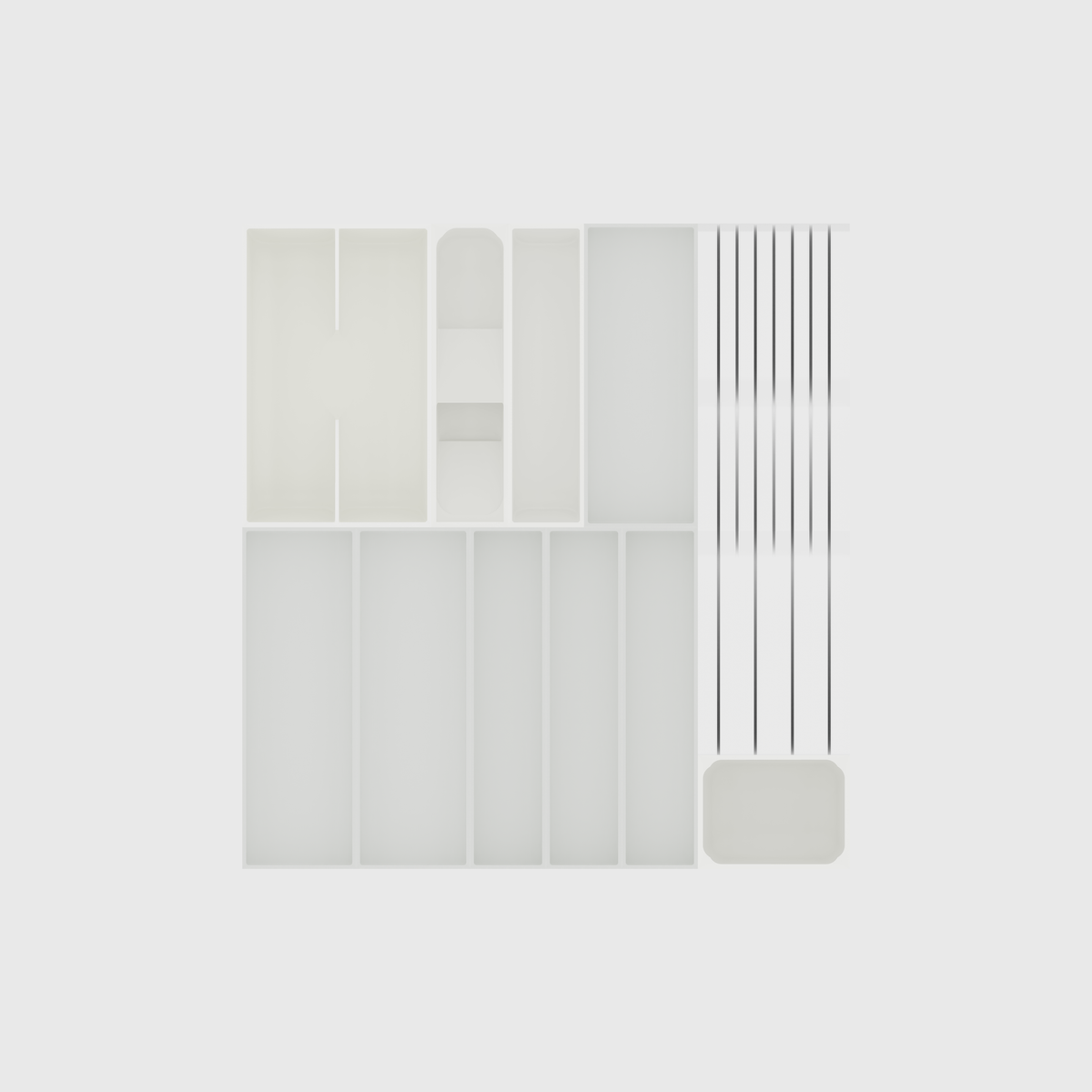 Empty Cotton White eleven-module drawer organiser