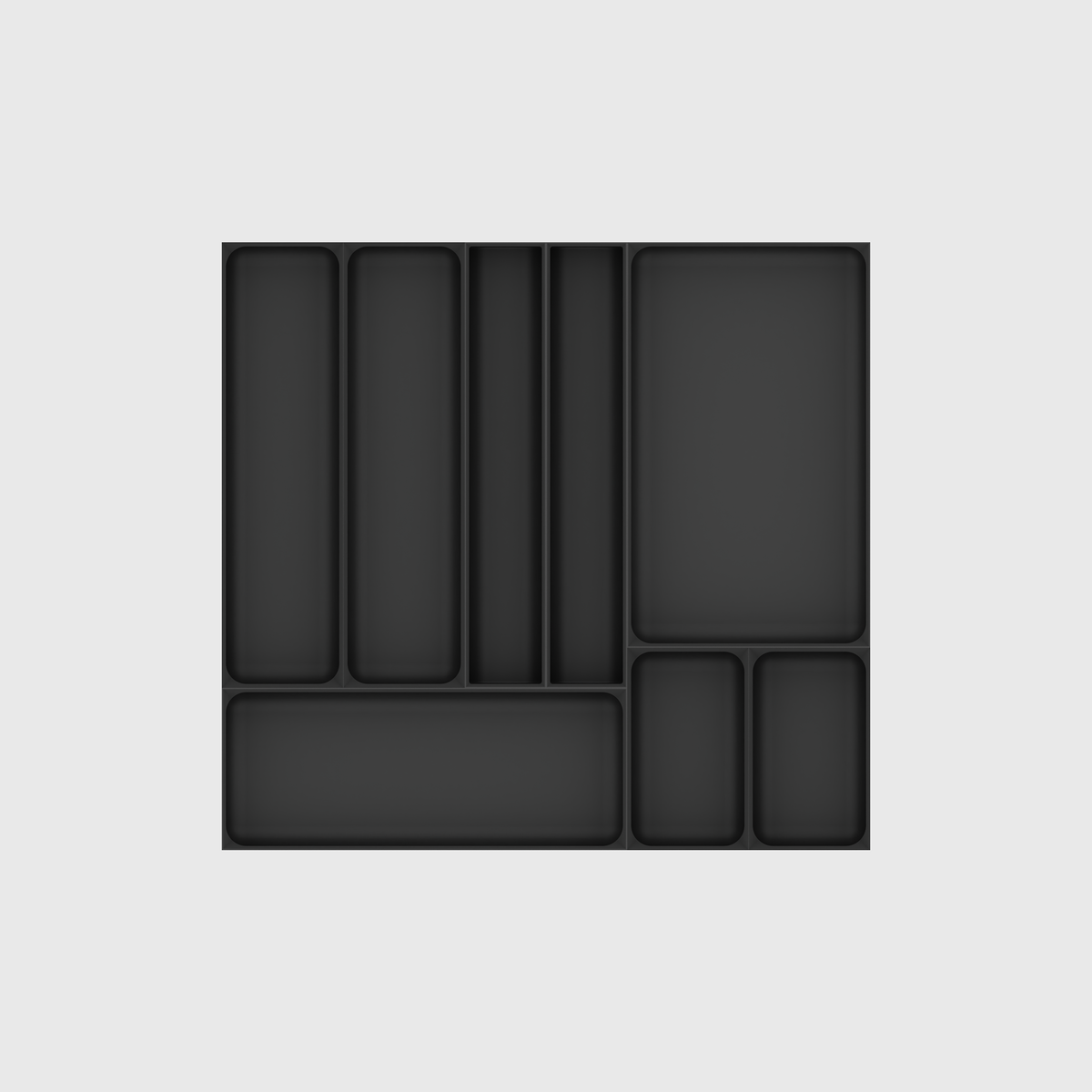 Maximiser Kitchen Tool Drawer Organiser Set – 442.5 × 472 mm — Charcoal Black empty module layout