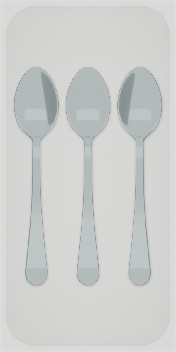 Drawer Builder view: teaspoons in 6 × 3 tray, cottonwhite