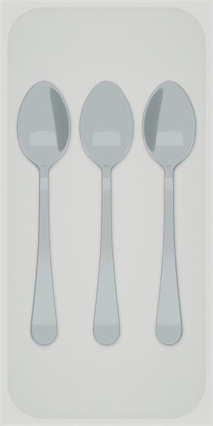 Drawer Builder view: teaspoons in 6 × 3 tray, cottonwhite