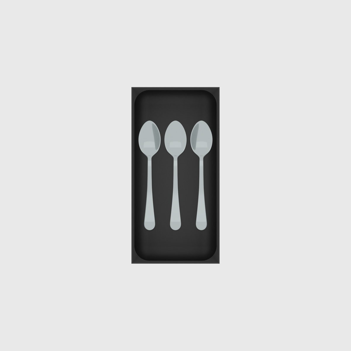 Product view: teaspoons in 6 × 3 tray, charcoalblack