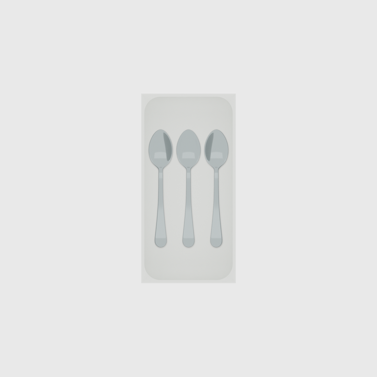 Product view: teaspoons in 6 × 3 tray, cottonwhite