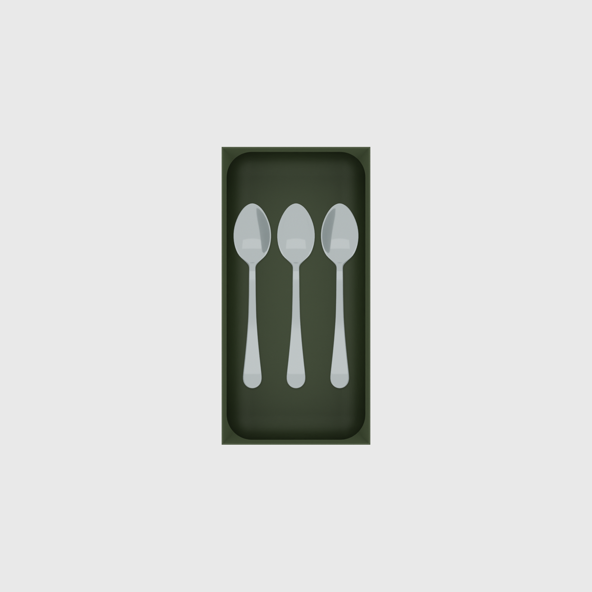 Product view: teaspoons in 6 × 3 tray, olivegreen