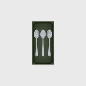 Product view: teaspoons in 6 × 3 tray, olivegreen