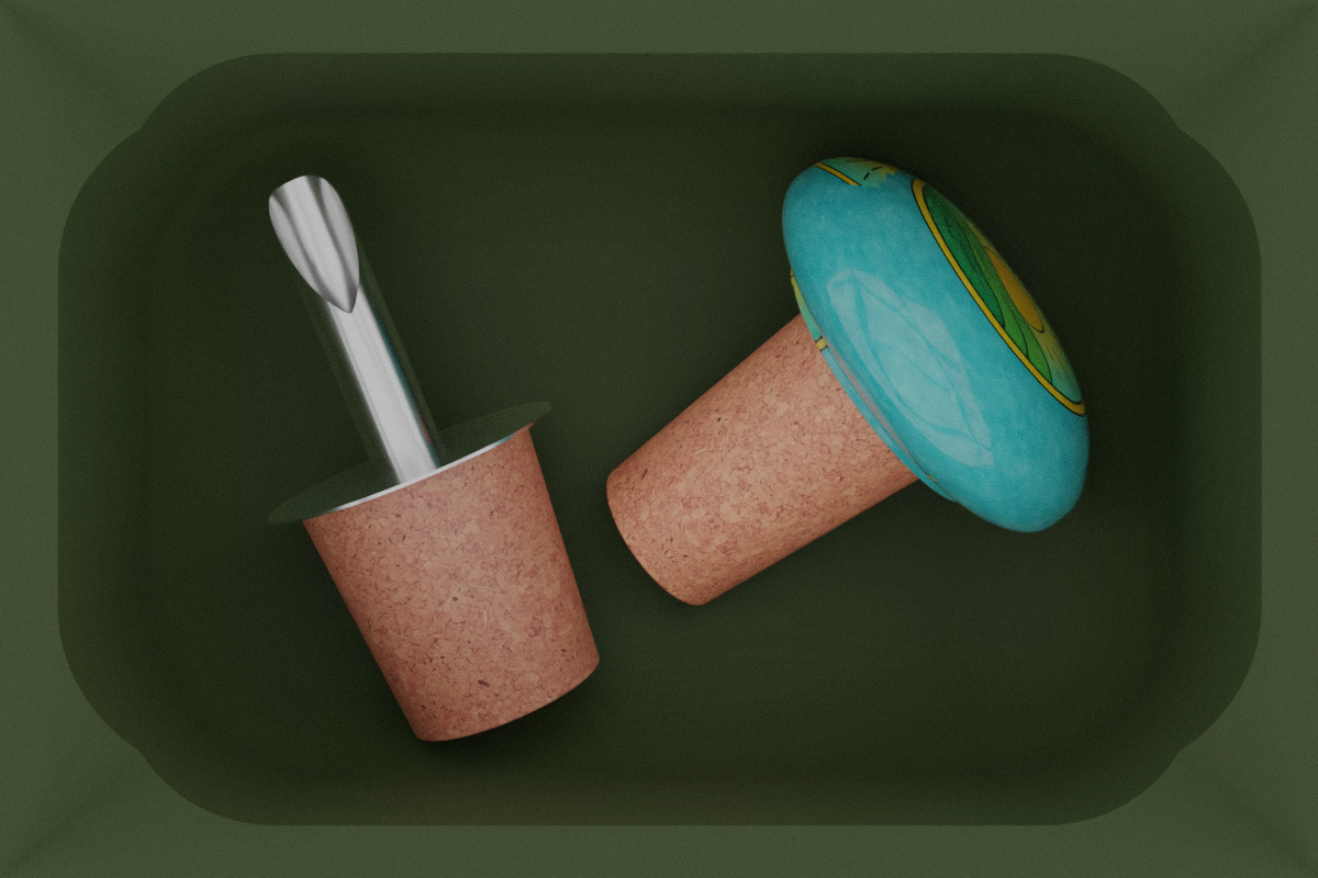 Small Rectangle Organiser in Olive Green — 2×3 modular drawer organiser, food-safe PLA bioplastic, shown placed in a kitchen drawer layout