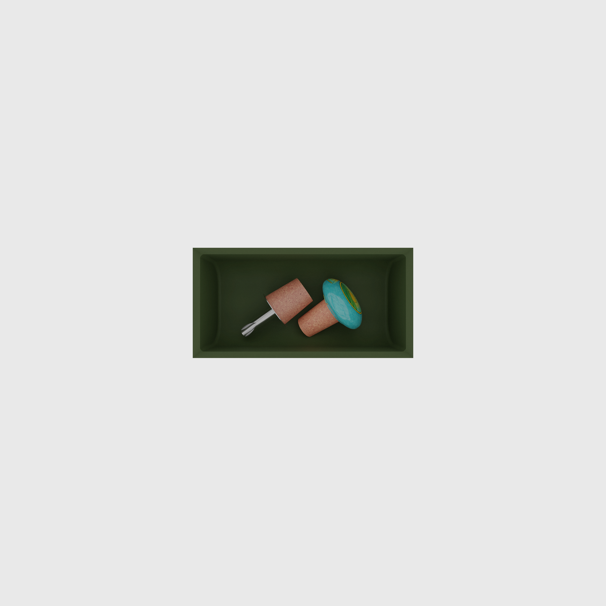 Small Essentials Organiser in Olive Green — 2×4 modular drawer organiser, food-safe PLA bioplastic