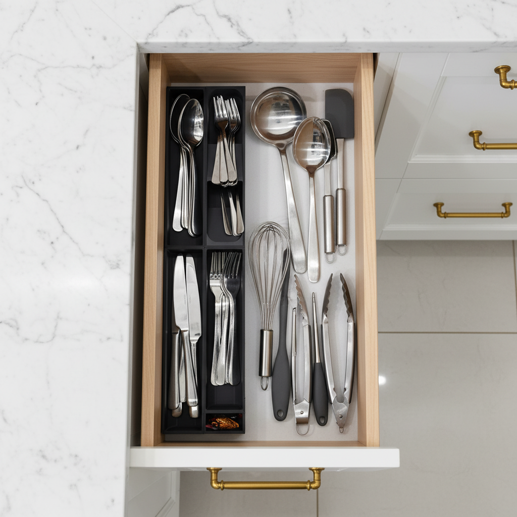 Narrow Core Cutlery Organiser - Standard - Charcoal Black - View  4 - Hover
