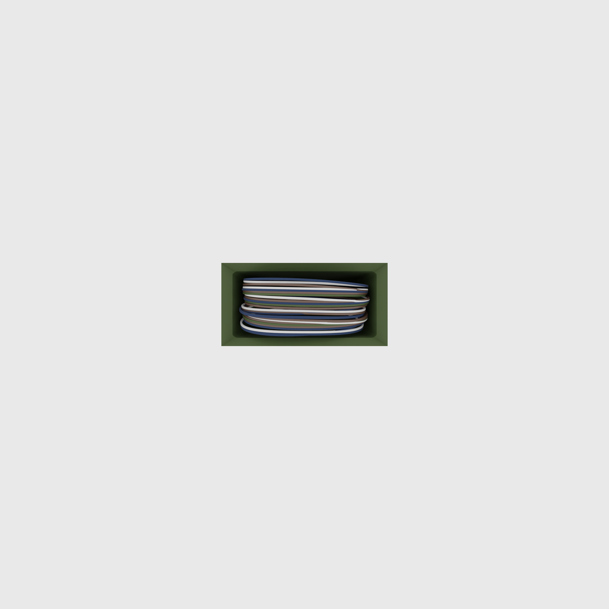 Mini Rubber Band Organiser in Olive Green — 1×2 modular drawer organiser, food-safe PLA bioplastic