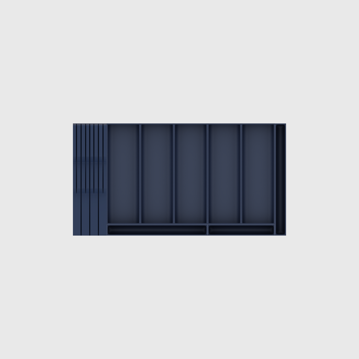 Empty nine-module Army Blue shallow family drawer organiser set