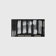 Shallow family cutlery and knife drawer organiser set in Charcoal Black, 560.5 × 295 mm
