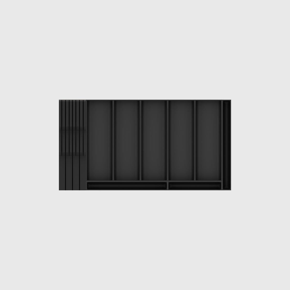 Empty nine-module Charcoal Black shallow family drawer organiser set