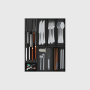 Slim deep cutlery and chef knife drawer organiser set in Charcoal Black