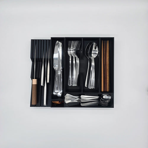 Space Saving Cutlery Organizer with Knife Block - Standard - Charcoal Black - View 1