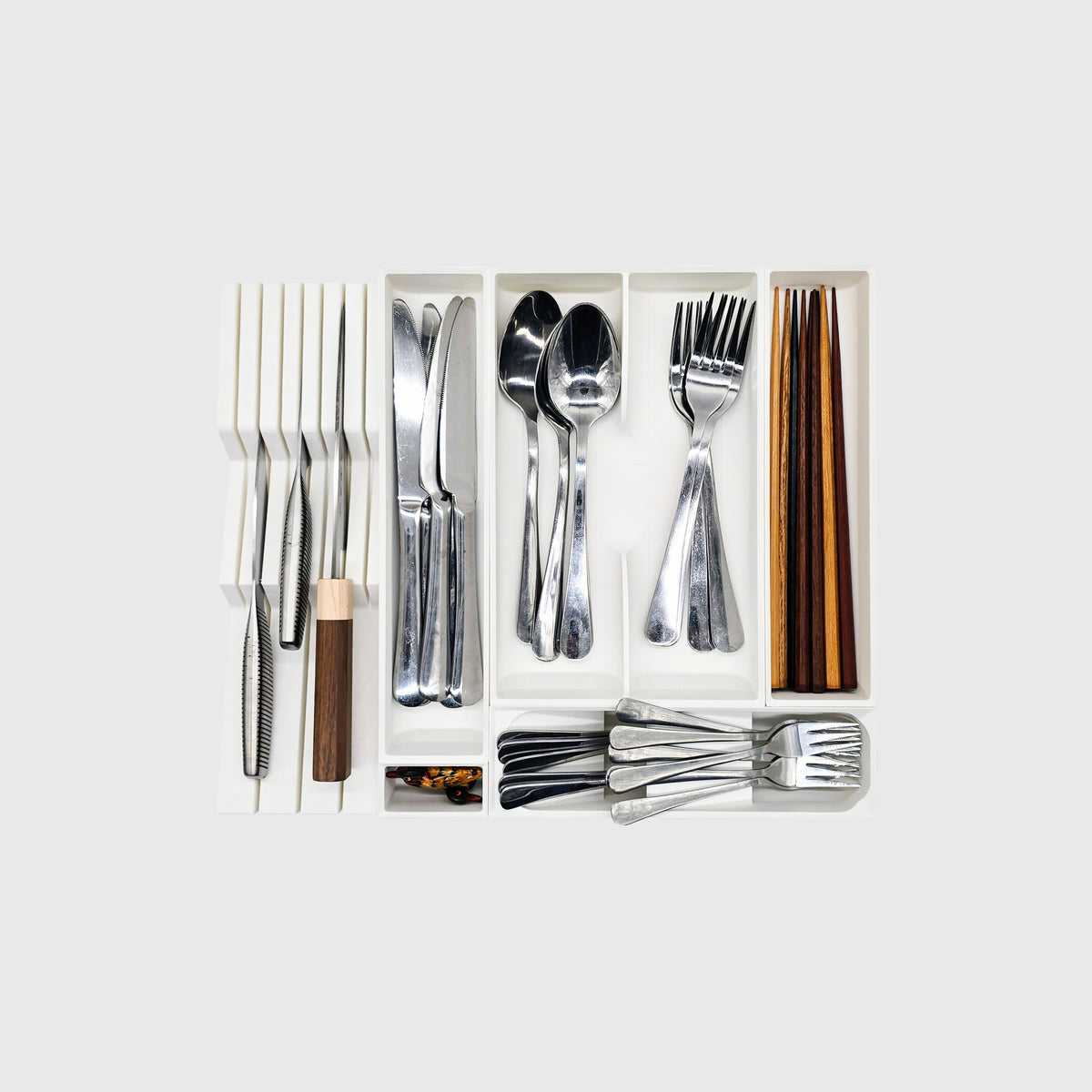 Space Saving Cutlery Organizer with Knife Block - Standard - Cotton White - View 1