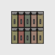 Charcoal Black two-rack spice drawer organiser on a nominal 236 × 236 mm grid; jars shown for illustration
