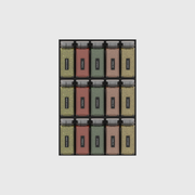 Charcoal Black three-rack spice drawer organiser on a nominal 354 × 236 mm grid; jars shown for illustration