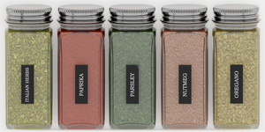 Spice Jar Organiser in Cotton White — 4×8 modular drawer organiser, food-safe PLA bioplastic, shown placed in a kitchen drawer layout
