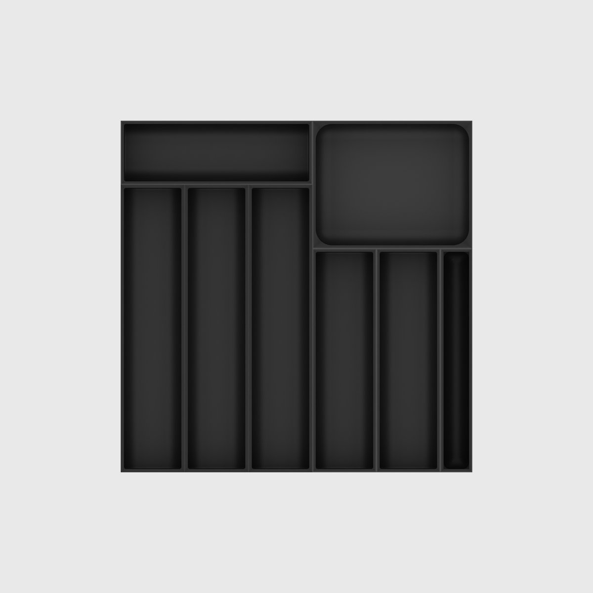 Square Kitchen Drawer Organiser Set – 324.5 × 324.5 mm — Charcoal Black empty module layout