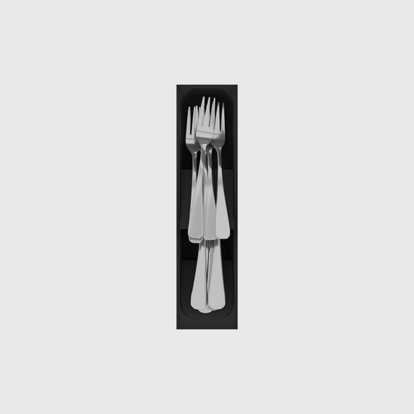 Two-tier fork and spoon drawer organiser module — 8×2 grid, 236×59mm, food-safe PLA bioplastic