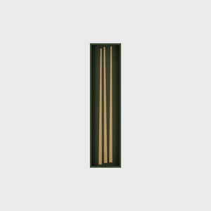 Olive Green stock tray with three short unbranded bamboo chopsticks