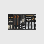 Wide Cutlery, Knives & Kitchen Tools in Charcoal Black, 885 mm wide × 472 mm deep. Utensils shown are illustrative and not included.
